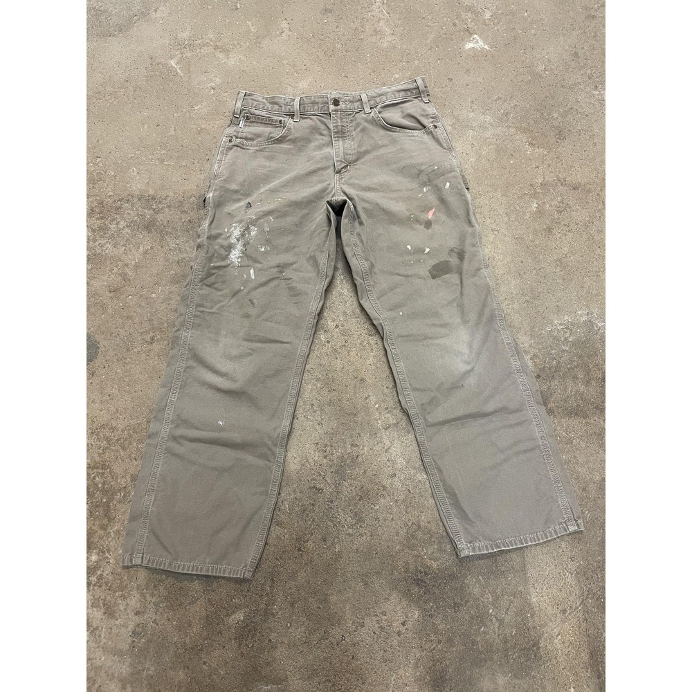Carhartt Pants Mens 34x30 Beige Relaxed Fit Canvas Carpenter Work B188 MUS